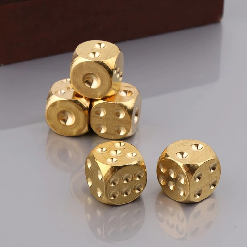 

6pcs 13mm Copper Dice Home Decor Brass Dice Bar Supplies Game Tool Copper Metal