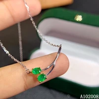 kjjeaxcmy fine jewelry 925 pure silver inlaid natural emerald girl new pendant luxury necklace support test hot selling
