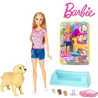 barbie fdd43 dolls care for animals series newborn pups pop pets 3 puppies dog baby care unit barbie girl gift box toys fdd43