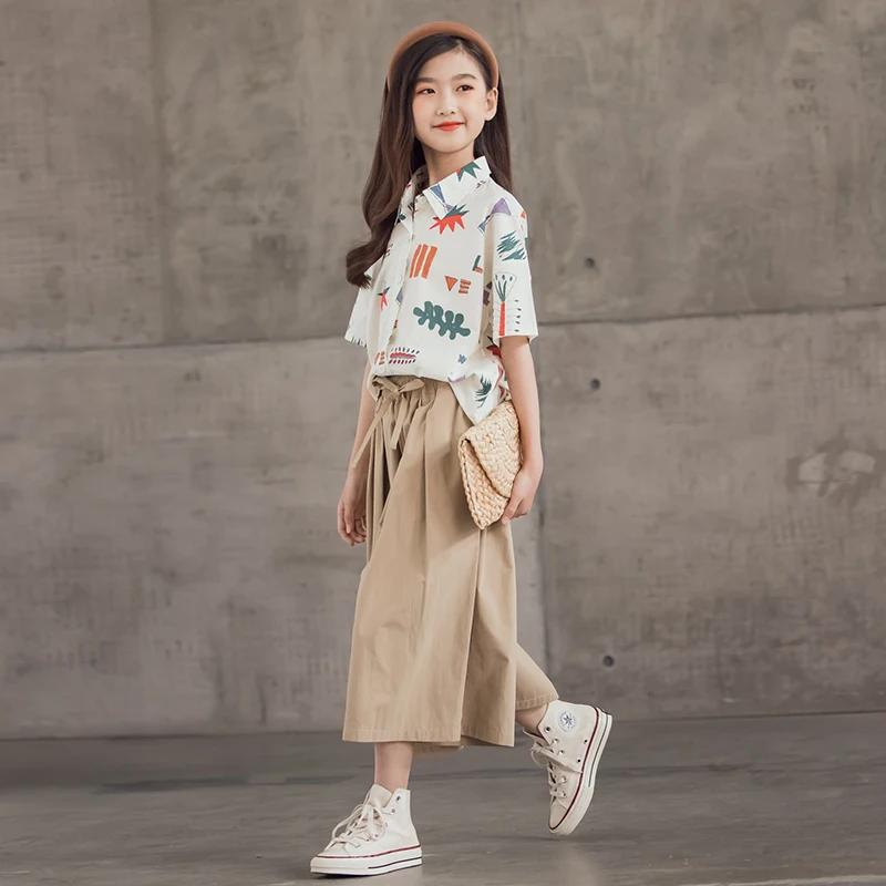 

Новые однотонные Детские широкие детские штаны из хлопка повседневные штаны комплект летней одежды с эластичной резинкой на талии, штаны с...