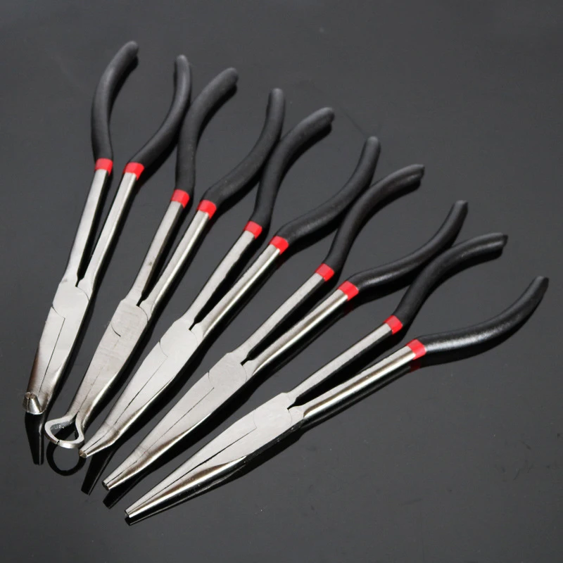 

11" Extra Long Nose Pliers Set Straight 45 Or 90 Degrees Bent Nose Round Nose Pliers Carbon Steel Strength Durability