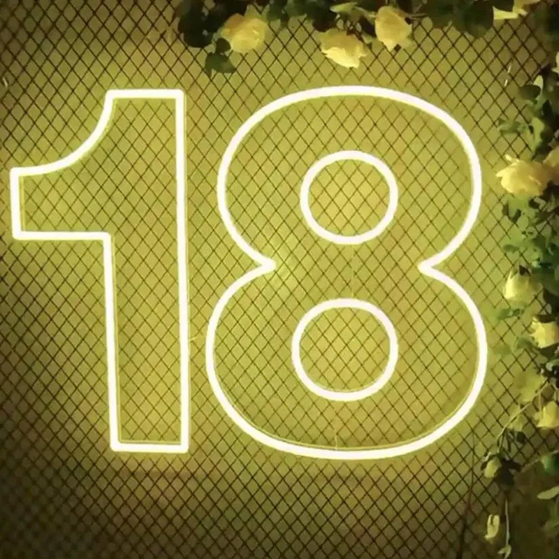 

Обычай привел 18 восемнадцать гибкий неоновый светодиодный светильник знак на стену для дома и бара Спальня украшения День Рождения Декорат...