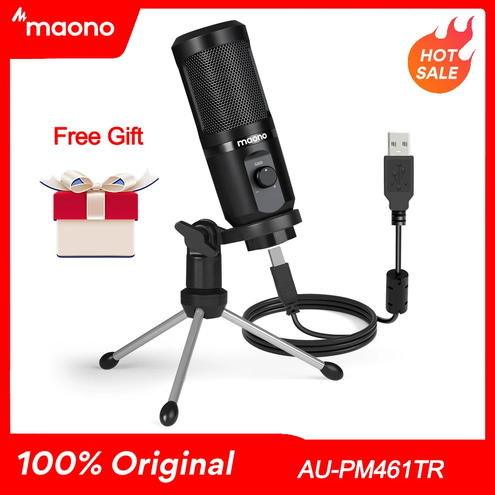 MAONO AU PM461TR USB микрофон конденсаторный записывающий ноутбук ПК для онлайн обучения встречи в прямом эфире игры