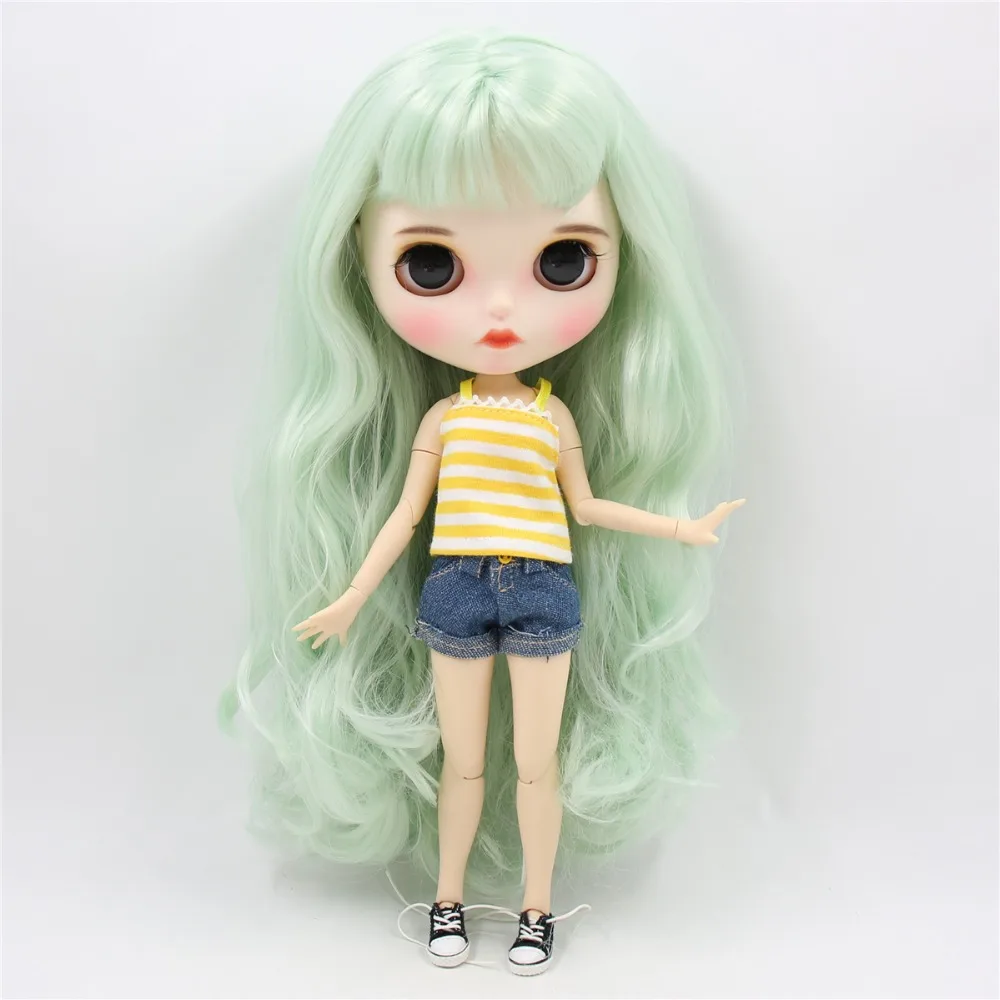 ICY factory blyth кукла на заказ, индивидуальная кукла, лицо, белая кожа, соединение тела, bjd, матовое лицо, бледно-зеленые волосы, 30 см, 1/6 игрушка
