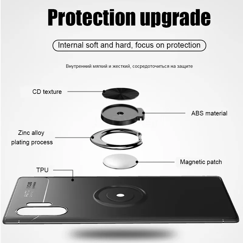 Роскошный противоударный чехол с кольцом для Samsung Galaxy S8 S9 S10 Plus S10e Note 8 9 10 Pro A50 A10 A20