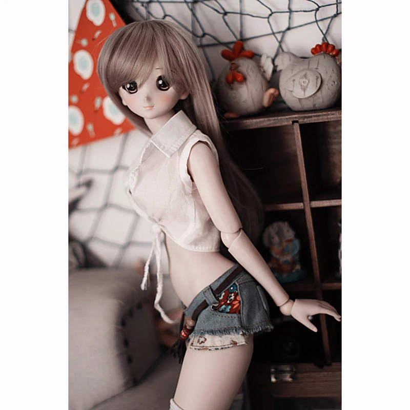 Одежда для куклы Bybrana BJD с открытой грудью сексуальная рубашка + короткие джинсы