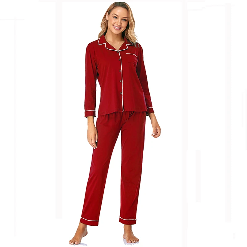 Women's Pajama Sets Cotton Sleepwear Autumn Winter Casual Loungewear Long Sleeve and Pants 2pieces Pijama Femme Suits Button