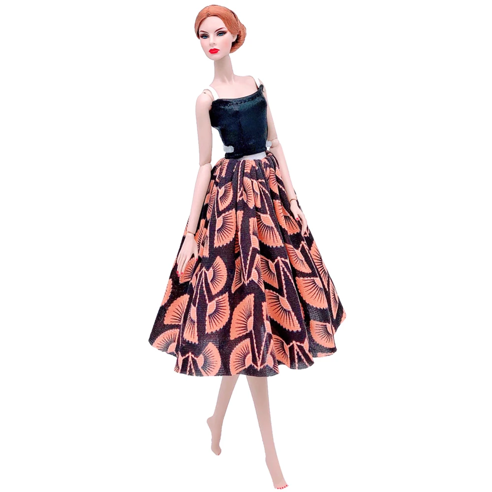 NK Новая модная Кукла скрит кукла аксессуары черный топ + платье Одежда для куклы