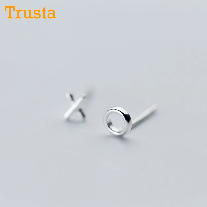 Женские серьги гвоздики из серебра 100% пробы с круглым вырезом|fashion stud earrings|stud