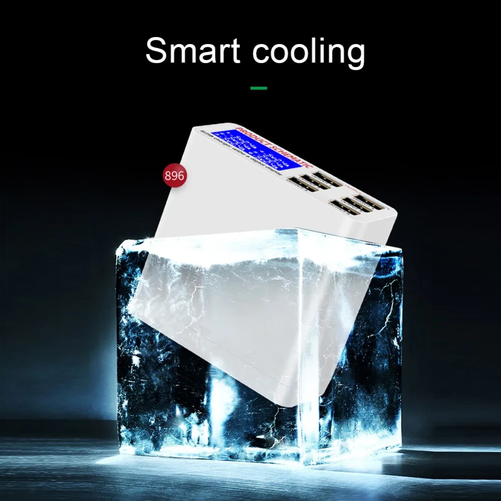 8a qc3 0 usb charger with lcd display 6 ports desktop mobile phone charger smart fast charging for iphone smart phones tablet pc free global shipping