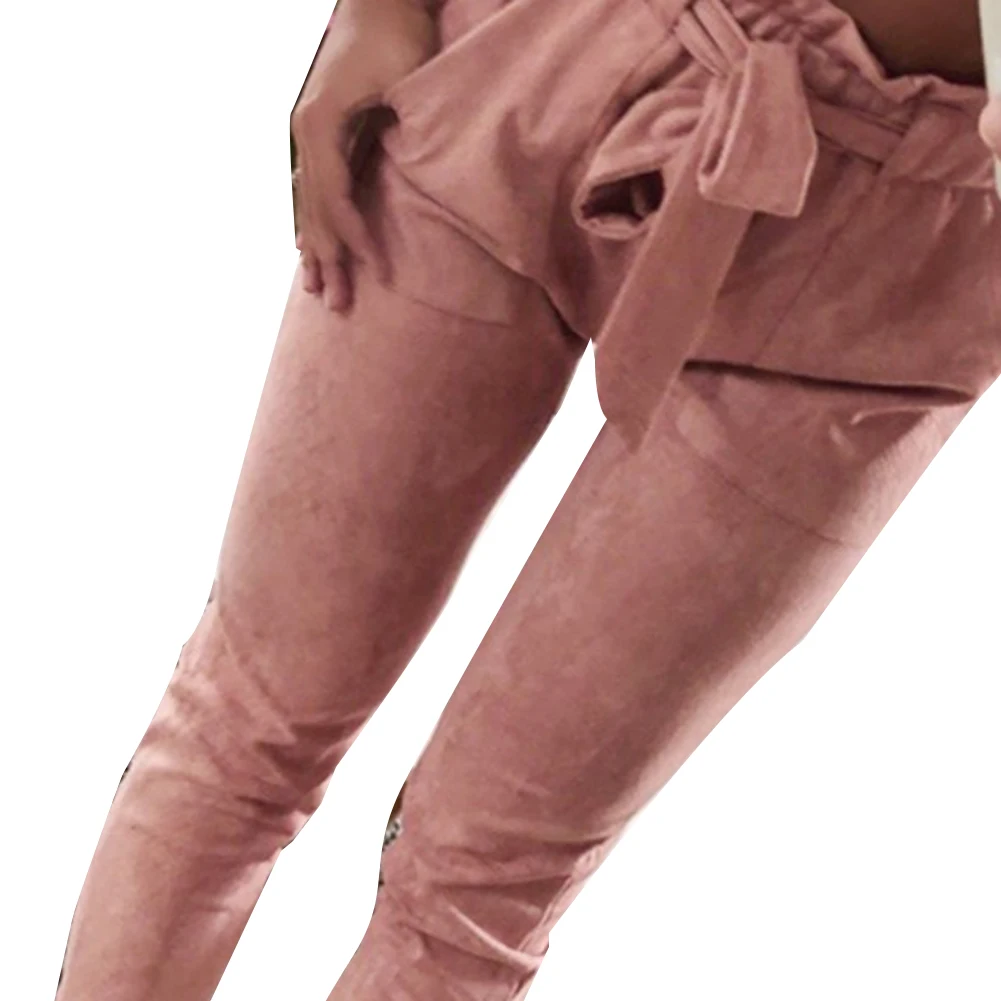 Брюки Женские однотонные с высокой талией в полоску воланами | Женская одежда