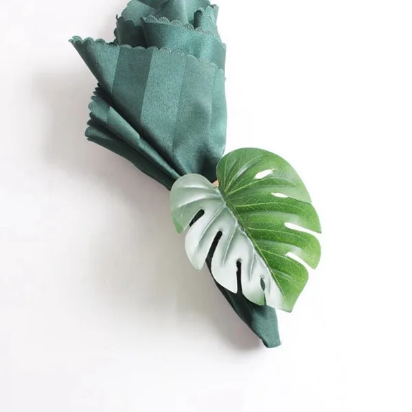 

4 Pcs Napkin Buckles Simulation Green Leaves Napkin Clasps Napkin Rings for Party Dinning Table Decorations
