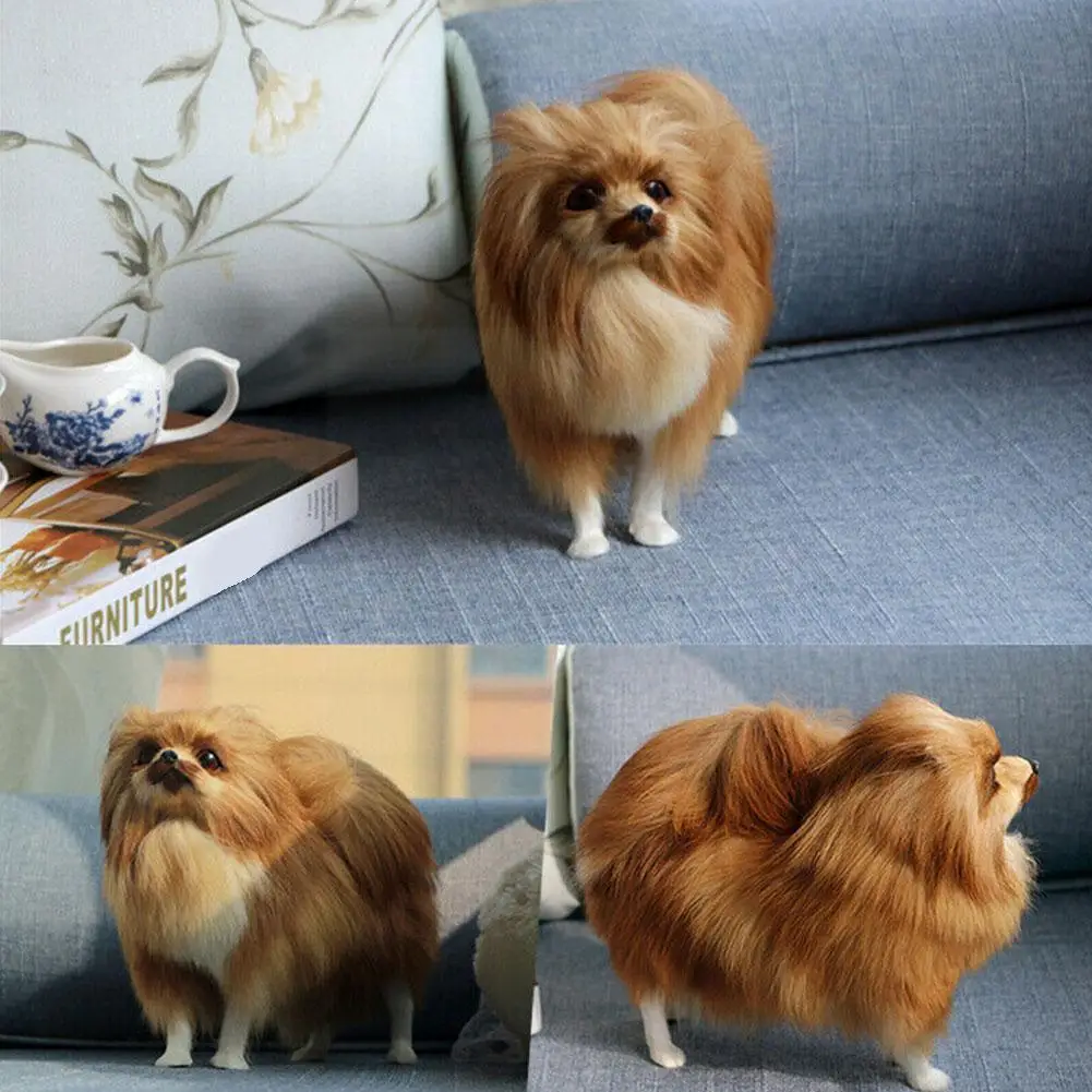 

Realistic Pomeranian Simulation Toy Dog Puppy Lifelike Decoration Handcrafted Animal Home Companion Kids Pet Model Stuffed V9b9