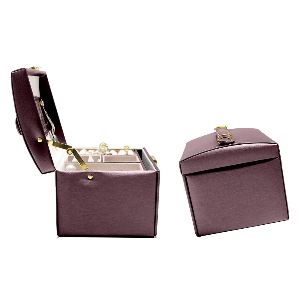 2020 new three-layer drawer type jewelry box portable leather jewelry storage box ring earrings watch storage box