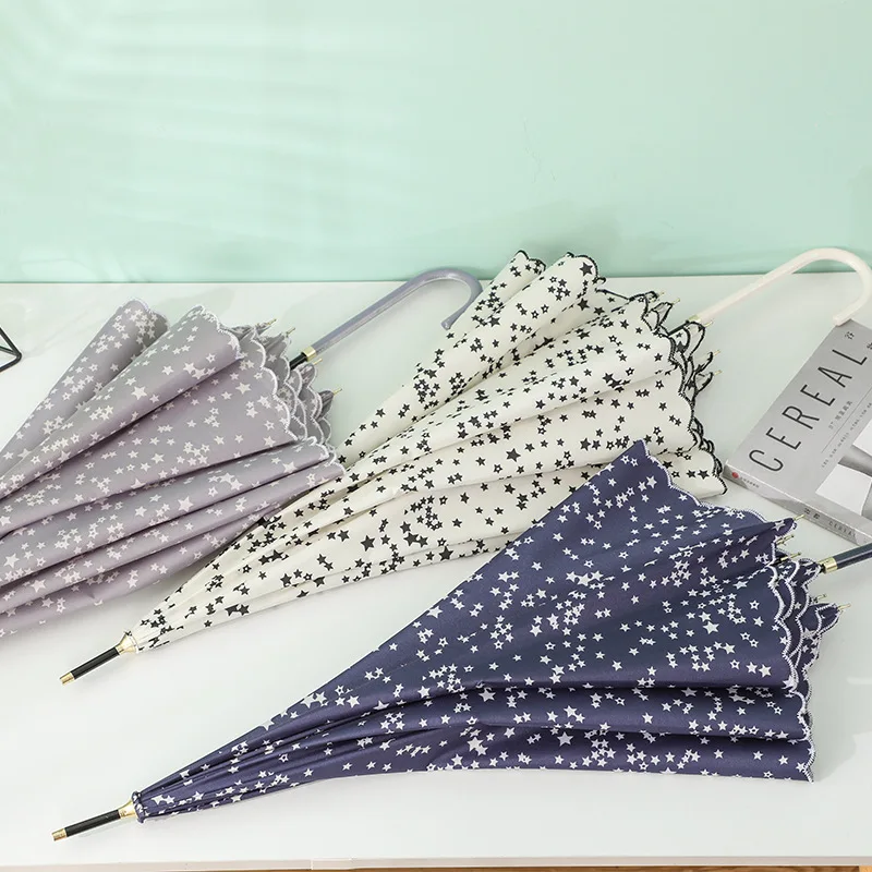 Пятиконечная звезда Вышивка Край длинный зонтик в японском стиле хипстер