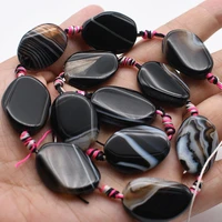 2 strands 15 518x26mm black faceted oval rough agate gems stone loose beads jewelry diy