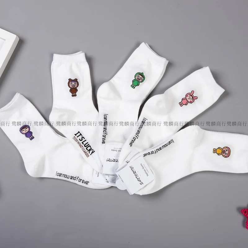 

Носки женские хлопковые с мультяшным рисунком для маленькой девочки, цветные милые элегантные высокие носки для взрослых, весна-осень, женс...