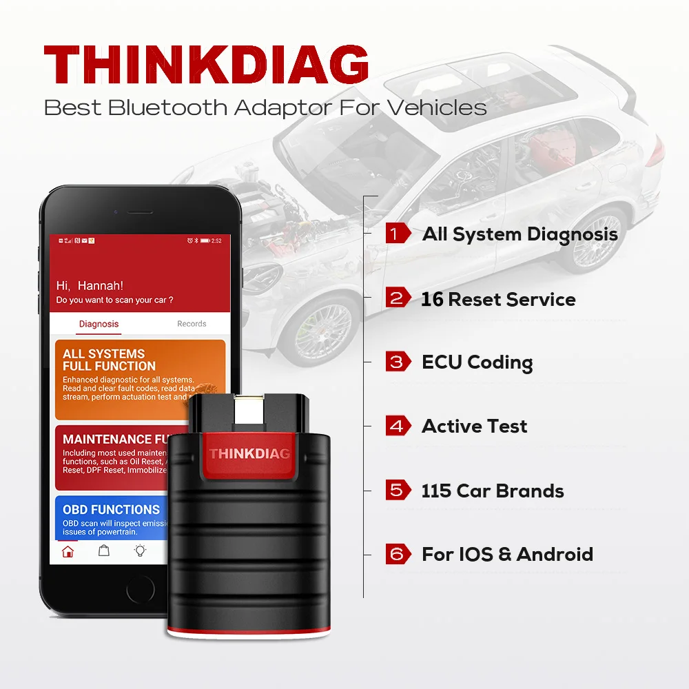 Диагностический сканер THINKCAR Thinkdiag OB2 с 16 функциями сброса | Автомобили и мотоциклы