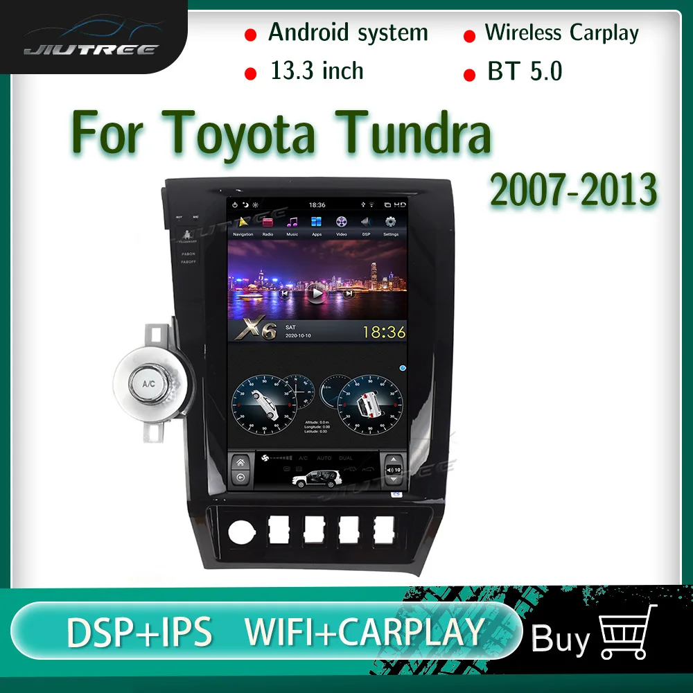 

PX6 Android 9 автомобильный радиоприемник для Toyota Tundra 2007-2013 GPS-навигация мультимедийный плеер беспроводной Carplay автомобильный стерео ресивер