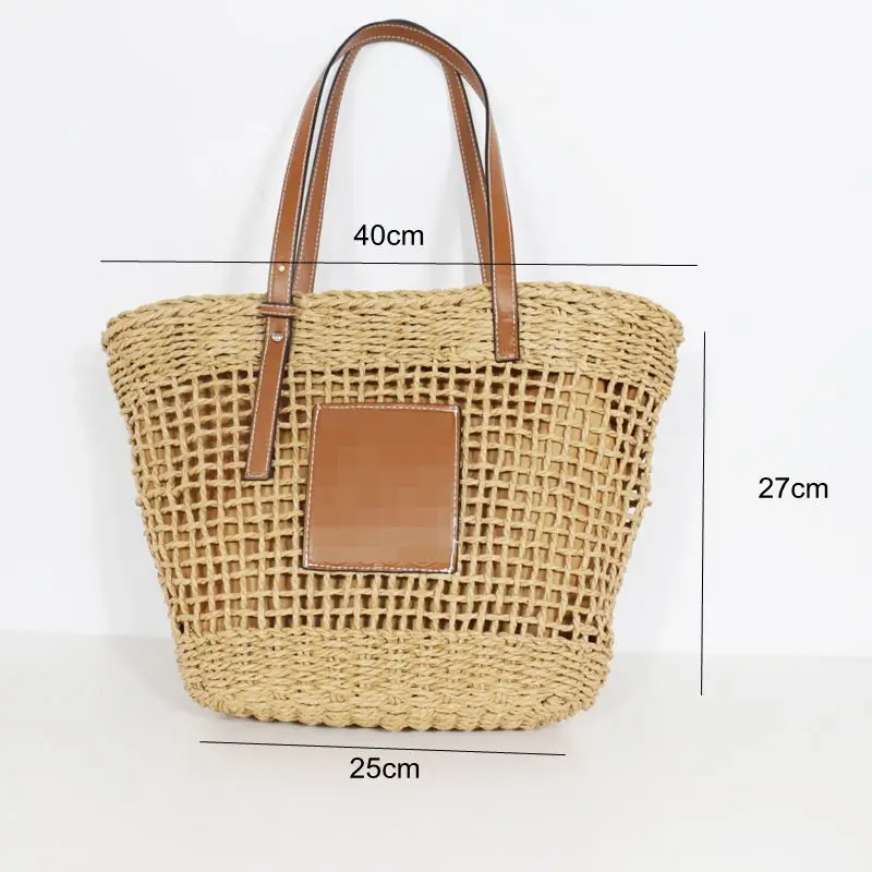 

2021 New Beach Women's Bag Mesh Hollow Hand-woven Straw Shoulder Bags Bucket Purse Handbag Paper Rope Casual Tote Bag Tote Hand