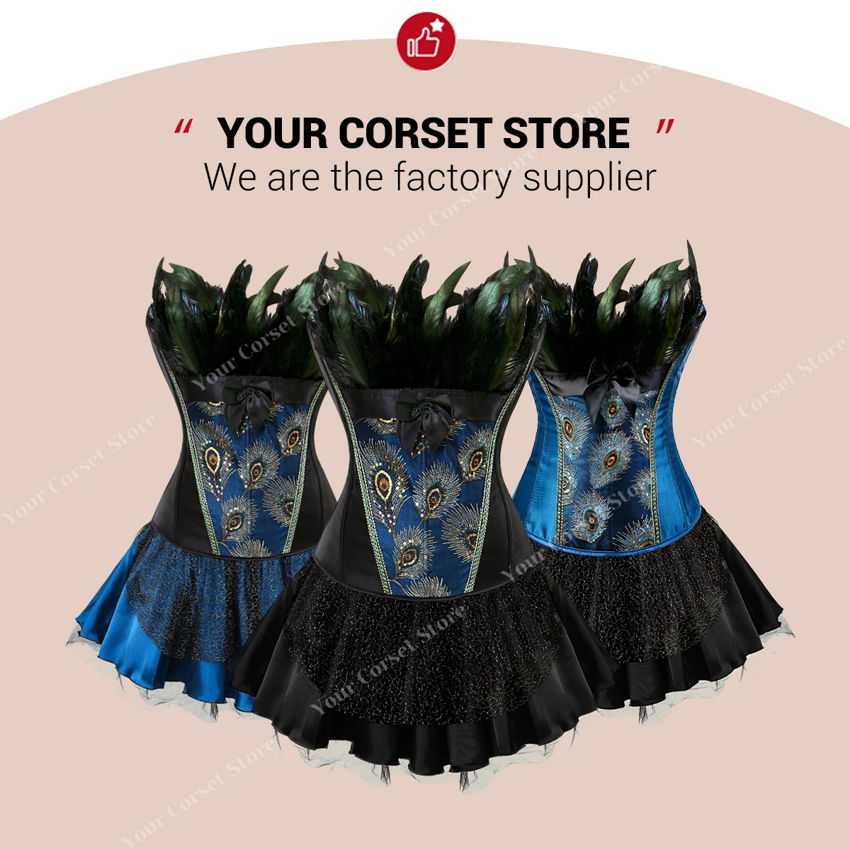 Peacock Blue Corset Top Tutu Skirt Peakcock Costume Blue Corset Dress Satin Bustier Corsets Lingerie for Women Plus Size