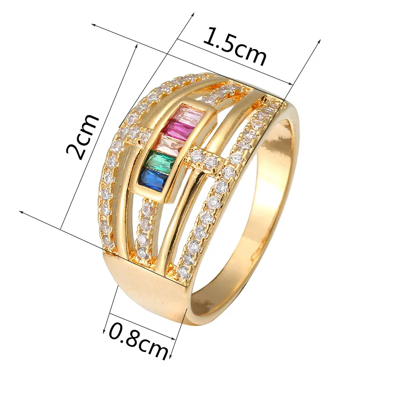 Женское кольцо Европейский 2019 Новое поступление Горячая продажа Радужное cz