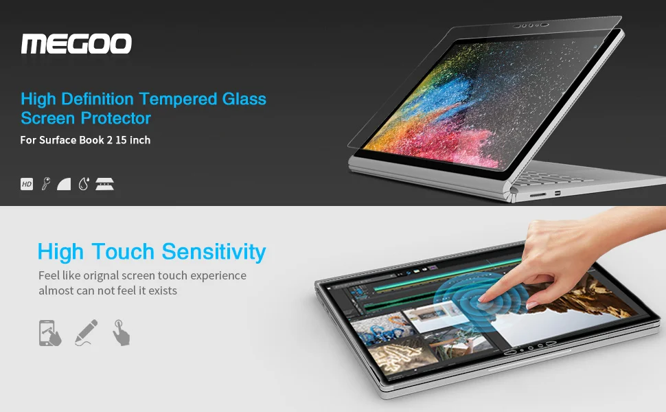MEGOO Surface Book 2 1" протектор экрана из закаленного стекла совместимый для microsoft Surface Book 2 15 дюймов