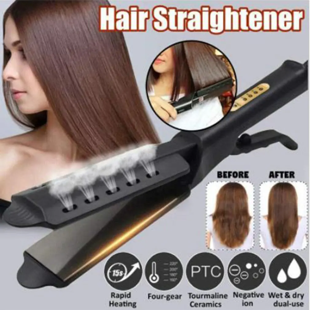 

Ceramic Tourmaline Board With Ions Brush Female Hair Straightener Comb Flat Iron Dual-use Hair Straightener