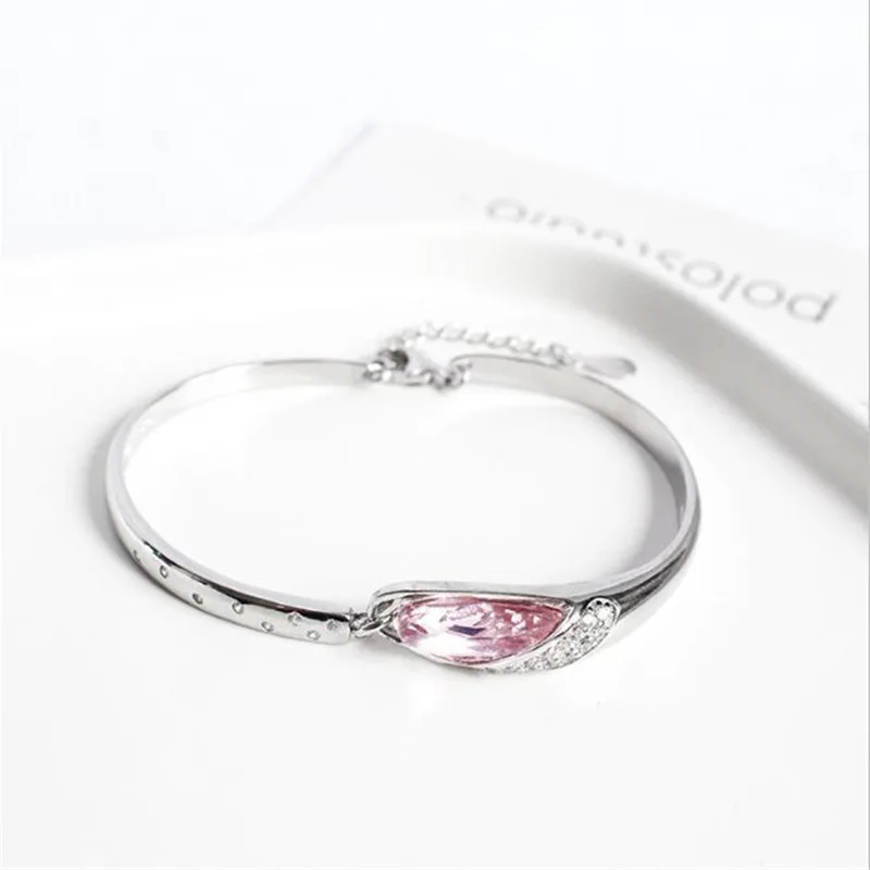 Женский браслет из серебра 925 пробы с австрийскими кристаллами|Гибкие и жесткие
