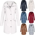 2021 Лидер продаж куртки кемпинг альпинистские пальто Женские однотонные дождь на открытом воздухе размера плюс с капюшоном плащ ветрозащитная длинная куртка пальто