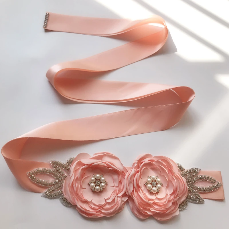 

Women Belt Clothing Accessoriees Beads Rose Flower Belt Bridal Wedding Gown Girdle Female Elegant Waist Belt Fashion 2020 New