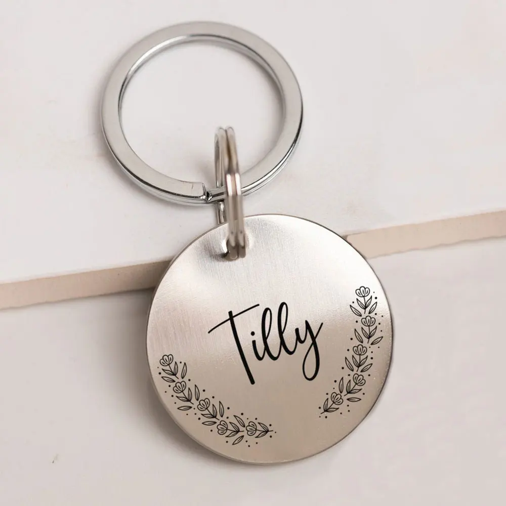 

Foral Engraved Dog Pet ID Tag Personalized Name Phone Pet ID Name for Cat Puppy Dog Tag Pendant Keyring Pet Accessories