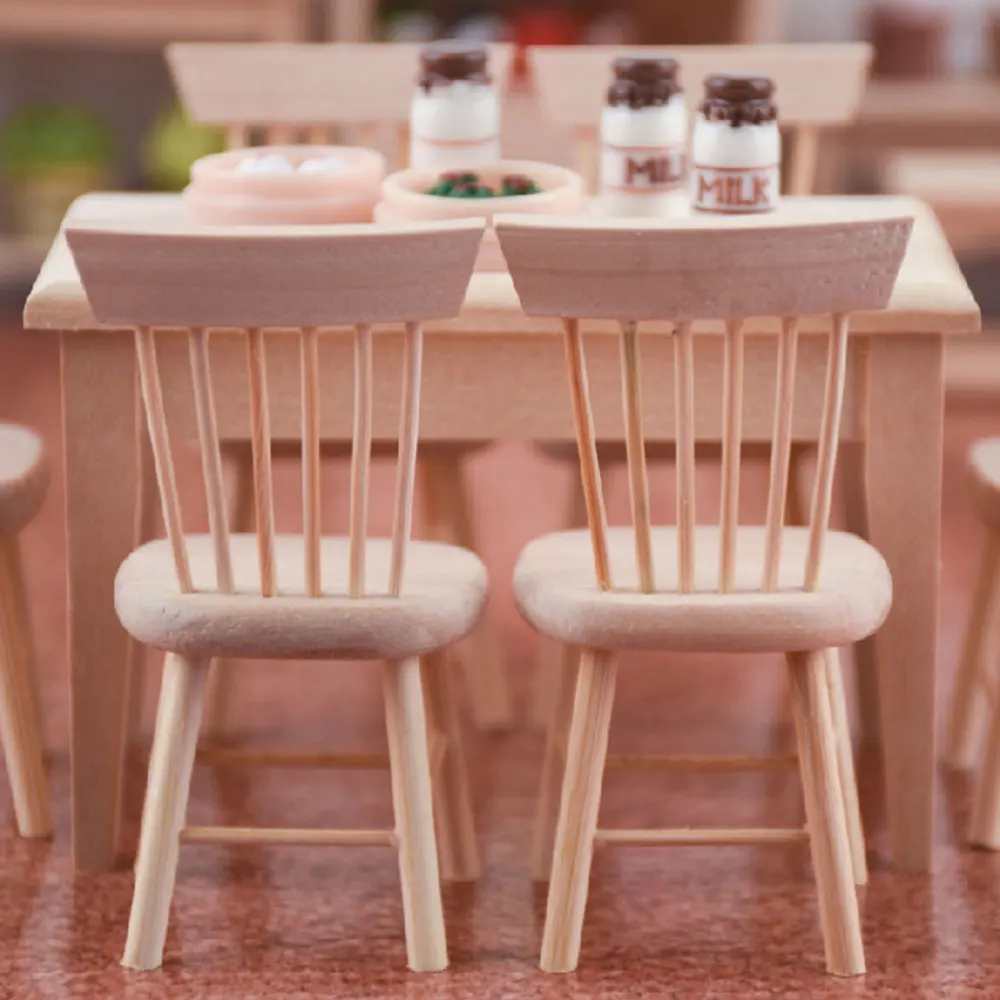 

4 Pcs Simulated Chair Toys Artificial Micro Decors Photograph Layout Props Wooden Ornaments for Doll House Micro World Supplies