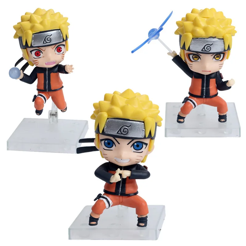 Аниме фигурки модель Q Version Kakashi 3 шт./компл. 10 см Подарочная коробка игрушки для