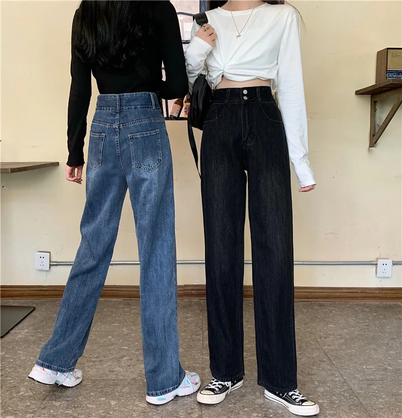 

Jeans Women's Summer Thin 2020 Korean Style High Waist Straight Pants Versatile Loose Slimming Casual Mopping Pants Trousers