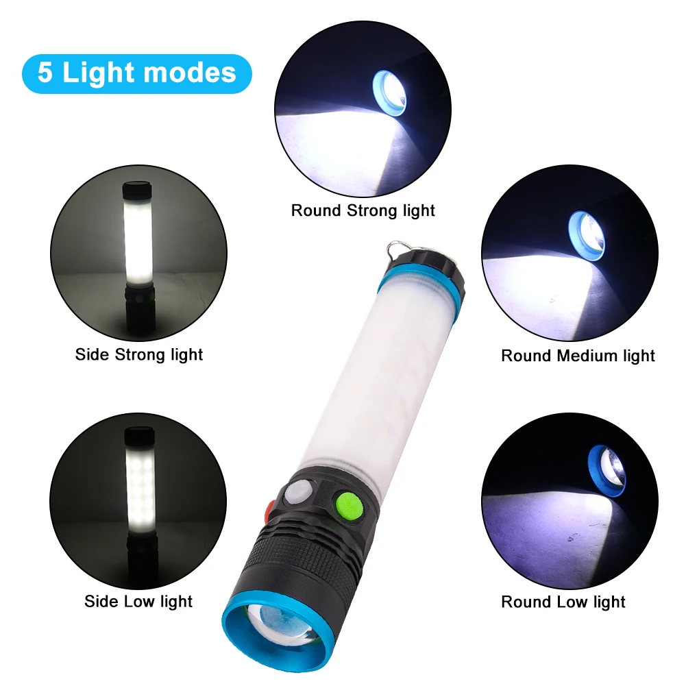 

8 Modes LED Flashlight USB Rechargeable Zoomable Emergency Electric Torch for Hunting Emergency Camping Outdoor Work Tool