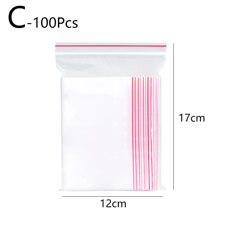 

100pcs Resealable Plastic Zip Lock Bags Self Seal Food Sundries Storage Bag For Jewelry Package Clear Reclosable Storage Bag