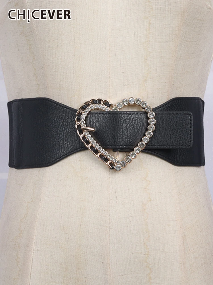 

CHICEVER Casual Colorblock Patchwork Slim Belt For Women Gathered Waist Fashion Temperament Belts Female Autumn Style 2021 New