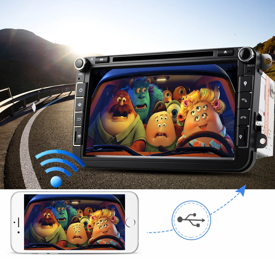 Eunavi 2 din Восьмиядерный 4 г 64 г Android 9 автомобильный DVD gps для VW Passat CC Polo GOLF 5 6 Touran EOS T5 Sharan Jetta Tiguan радио dsp