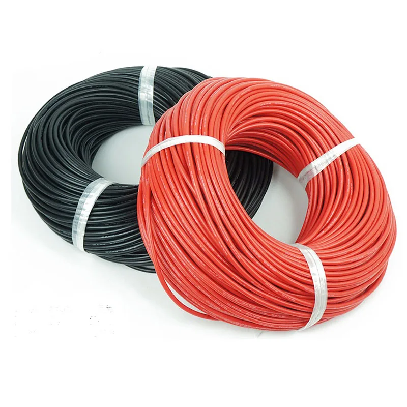 

10 Meters/Lot Wire Silicone 8 12 14 16 18 20 22 24 26 28 30 AWG 5 M Red and 5m Black Color Cable High Quality