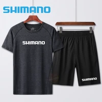 shimano summer sportswear mens sports fishing suits casual mens running 2 piece suit mens quick drying fishing t shirt shorts