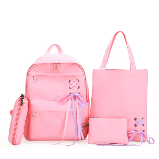 

Children School Bags 4pcs/set Teenage Students Shoulder Canvas Backpacks Girls School Backpack Kids Letters Printing Women Bags