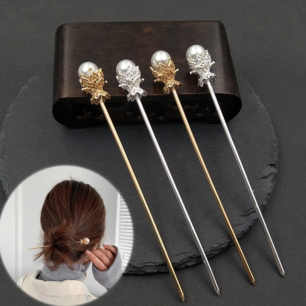 

Vintage Simulated Pearl Hair Sticks hair Clip For Bride Crystal Rhinestone Hairpin Hair Accessories Jewelry Gifts