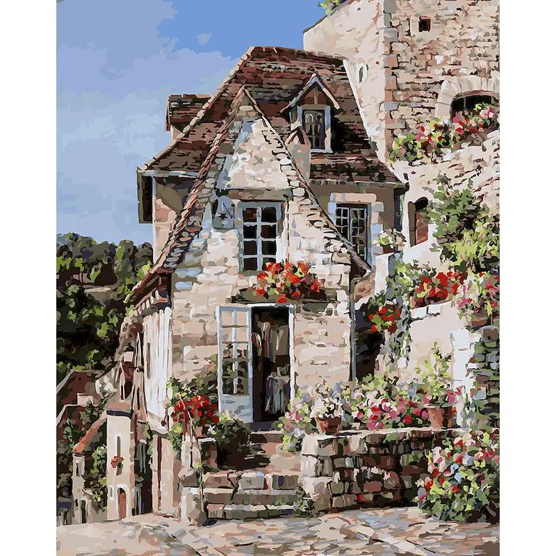 

GATYZTORY Painting By Numbers Landscapr Kits For Adults Children Europe Town Living Room Decor 60x75cm Handpainted decor Art