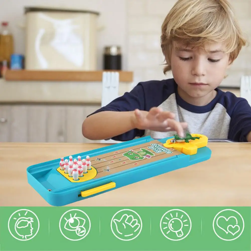 

Kids Mini Bowling Game Toys Children Parent-Child Indoor Interactive Table Sports Toy Mini Frog Bowling Toy for Boys Girls