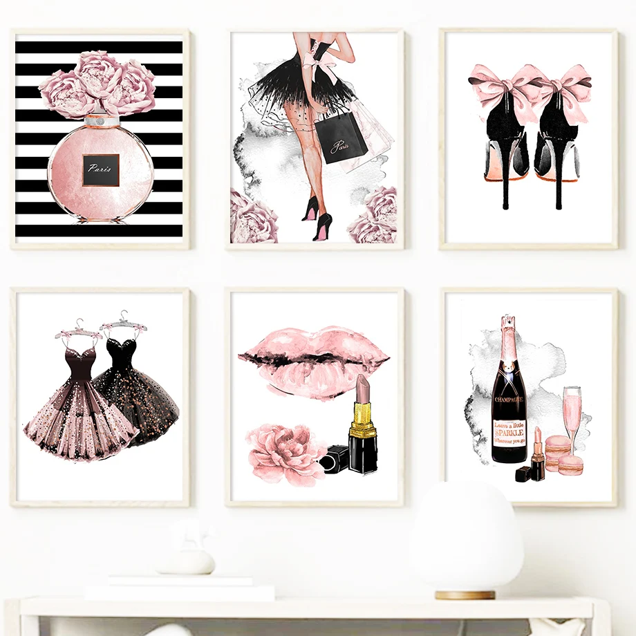 

Diamond painting girl perfume flower lipstick high heels wall art nordic poster rhinestone embroidery mosaic picture for fashion