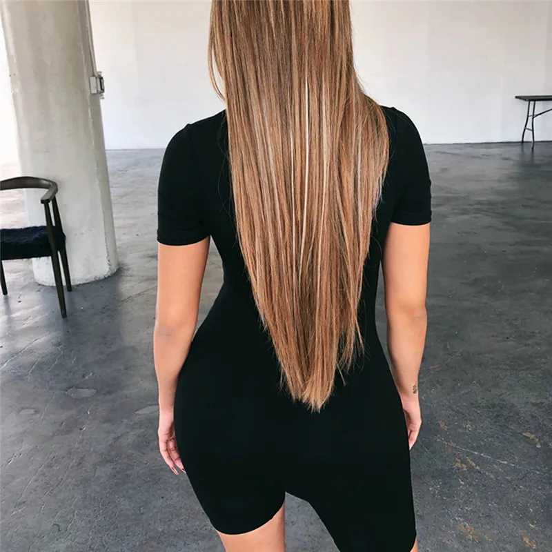 

Black Gray Bodycon Playsuit Women Wear On Both Sides Sexy Jumpsuit Autumn 2021 Zip Up Party Club Romper Jumpsuits Shorts
