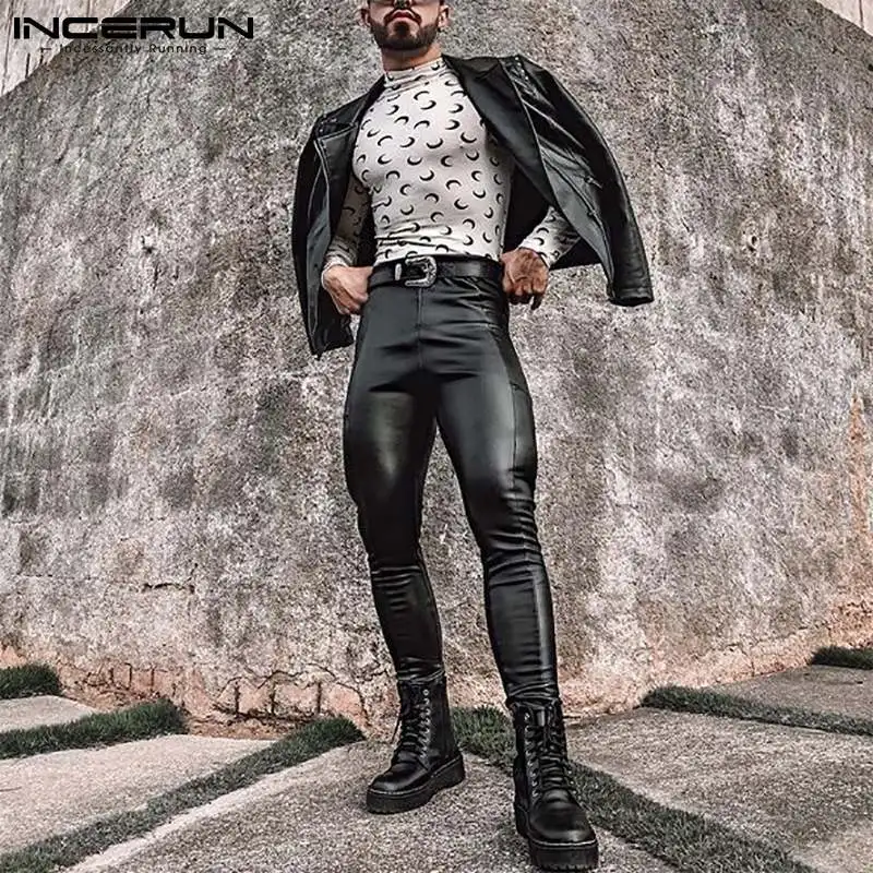 

INCERUN Tops 2021 American Style Fashion Men's Tight-fitting All-match Simple Print Bottoming T-shirt Stylish Long Sleeved S-5XL