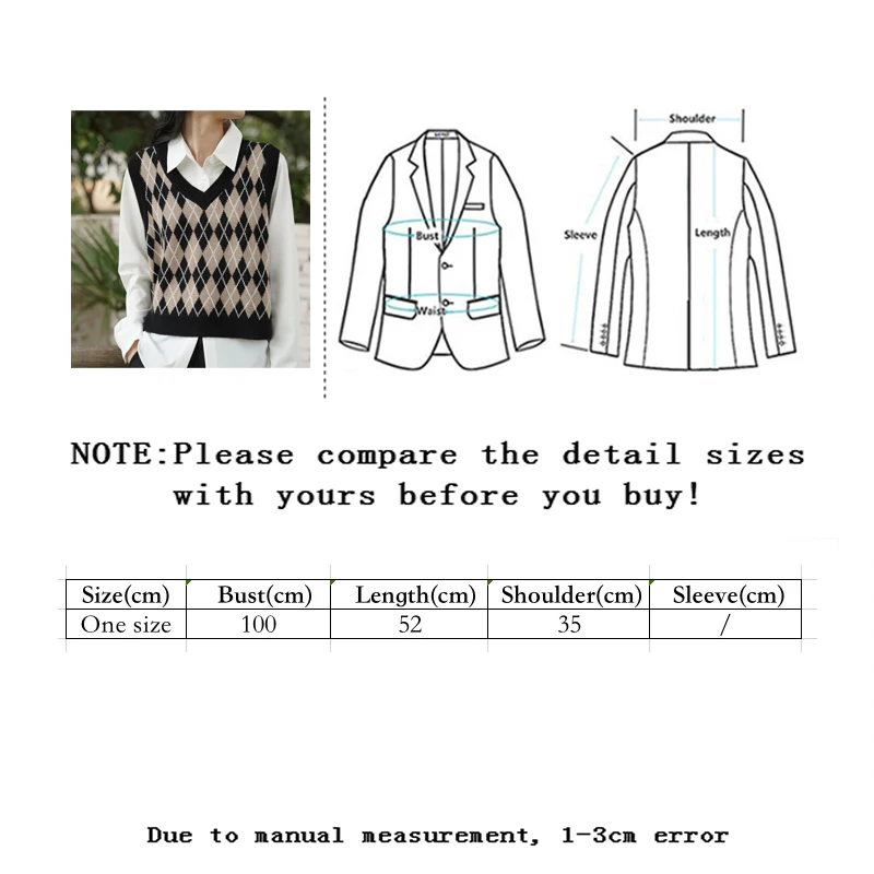 

Vangull Vintage Argyle Plaid Sweater Vest Women Spring Autumn New Khaki V-Neck Slim Short Sleeveless Pullovers Knitted Tank Tops