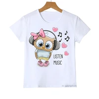 kawaii cute bird cartoon pattern t shirt fashion new summer harajuku boy girl white top children clothes boysgirls